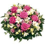 Pink and White Rose Posy pad arrangement 