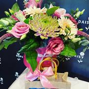 Florist choice hatbox with jute bag gift