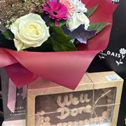 Florist choice Handtied with Brownie Slab