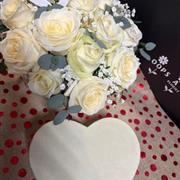 12 White Roses Heart Box